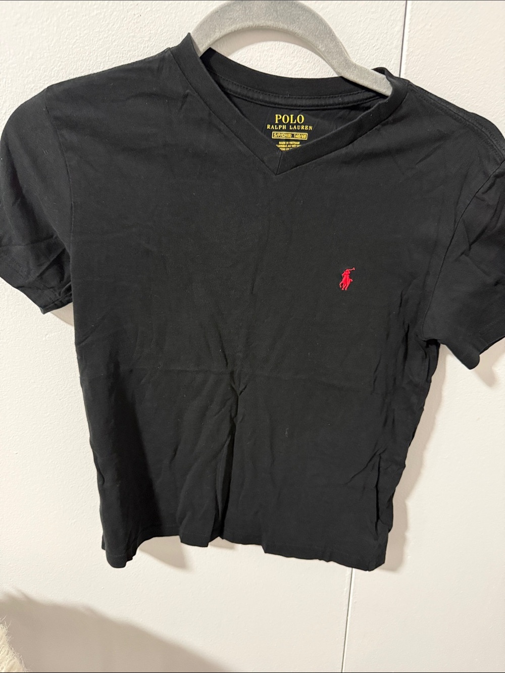 Polo Ralph Lauren Boys Cotton V-Neck Tee Black Small Tee